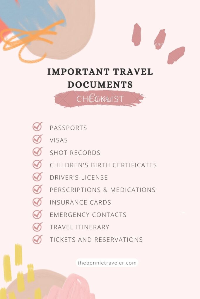 important travel documents checklist