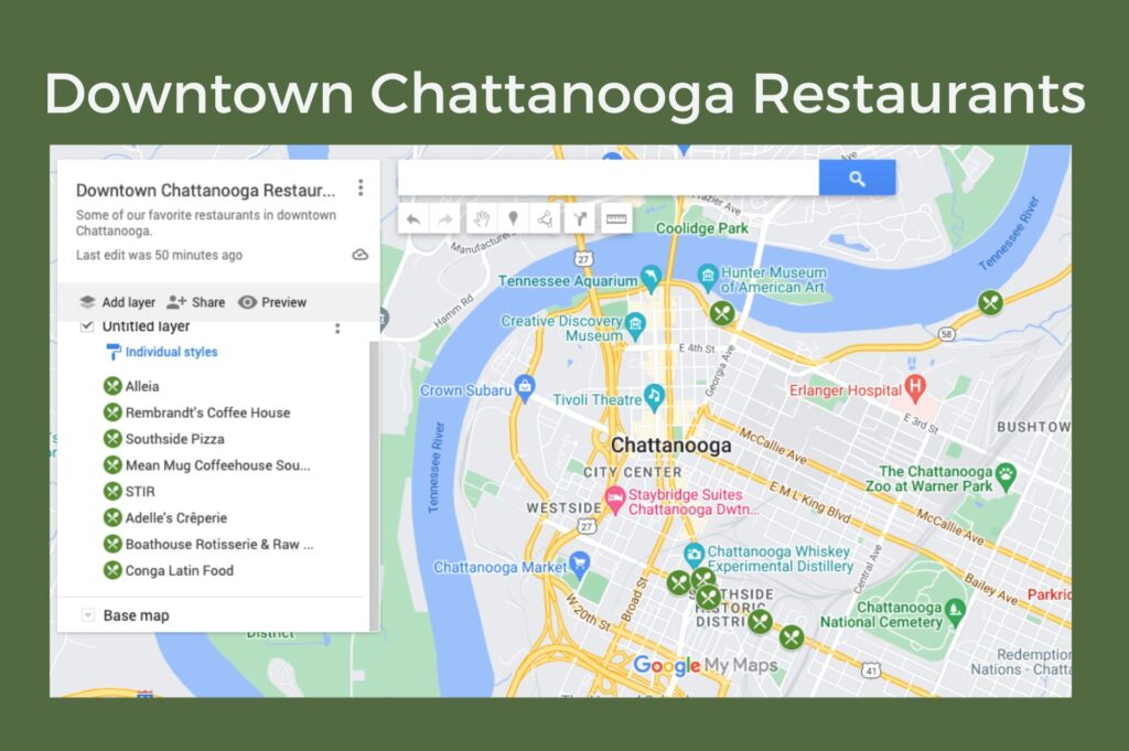 Chattanooga weekend getaway with family, downtown restaurants