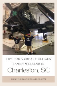 Family weekend getaway in Charleston, SC, pin, plane and two boys
