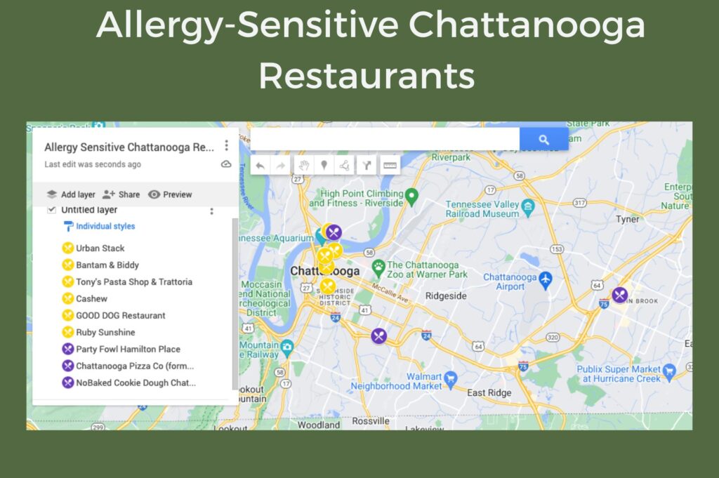 Chattanooga Weekend Getaway with family, allergy sensitive restaurants
