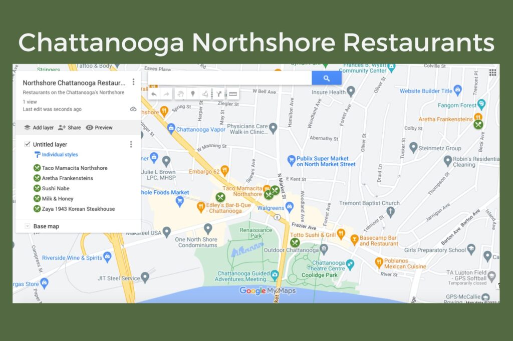 Chattanooga weekend getaway for families, Northshore restaurants