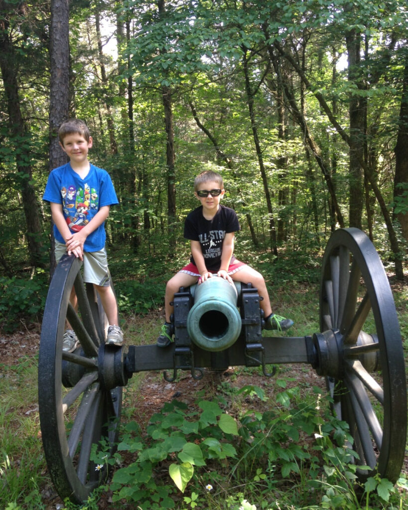 Chattanooga weekend getaway for families, boys on cannon