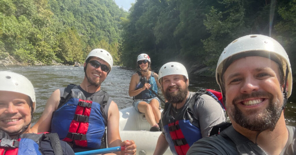 family weekend getaways in Asheville, whitewater rafting men