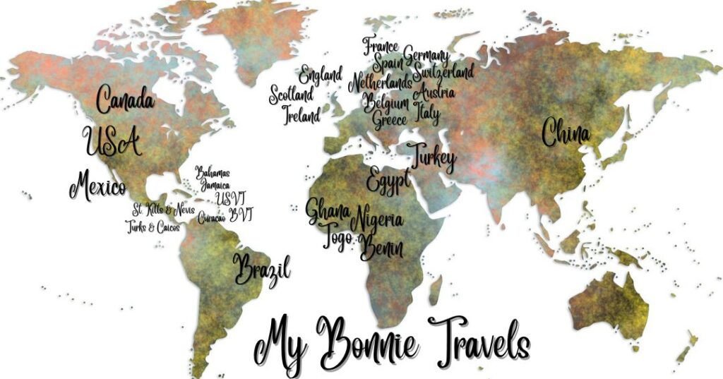 About me, about Kyleen, countries visited on map