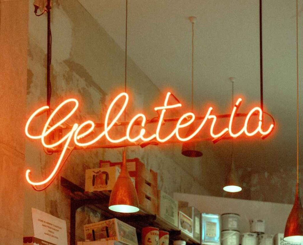 gelato in italy, gelateria sign